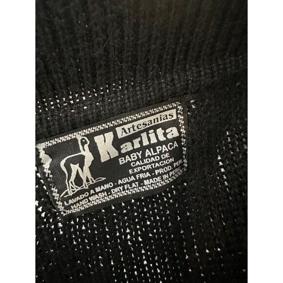 Karlita Artesanias Baby Alpaca Peruvian Long Line Black Cardigan - Picture 7 of 9